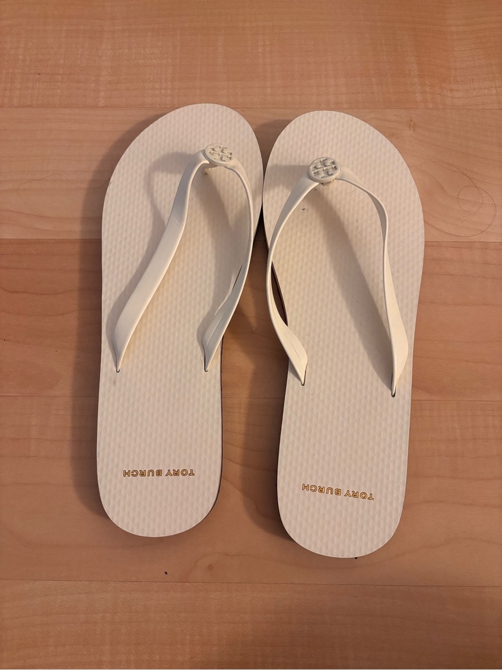 Tory Burch Cream Logo Thong Sandals